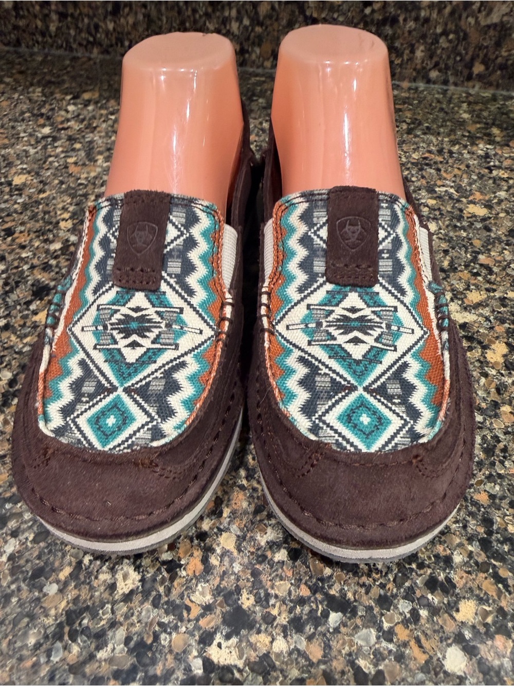 ARIAT cruiser 7.5  Brown Aztec Slip-On Shoes with Teal & Orange Pattern